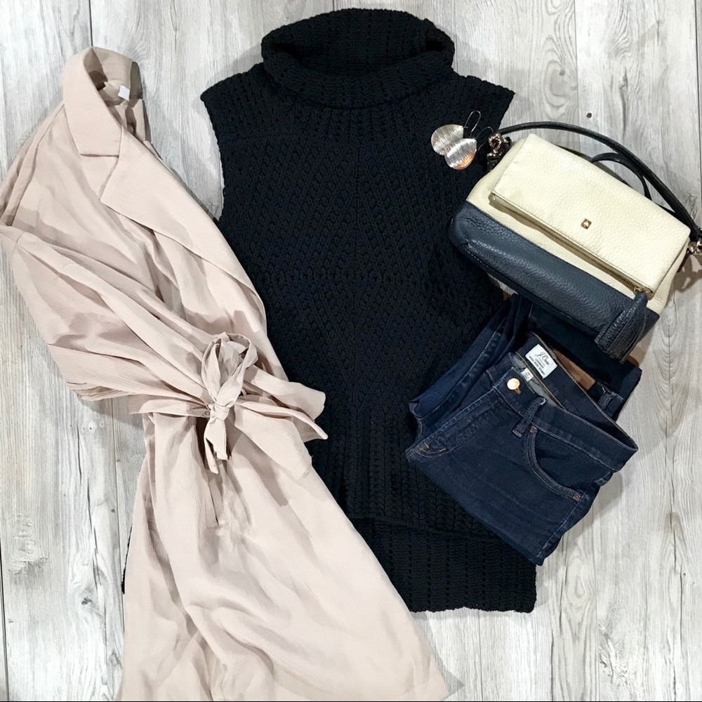 Knit Sleeveless Cowl Neck Sweater